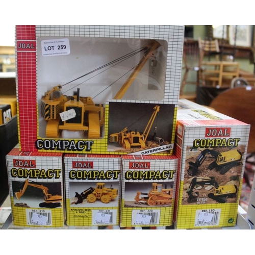 259 - Five boxed Joal Compact vehicles, to include an Ackerman EC650, a Volvo BM L160, a Caterpillar 224 P... 