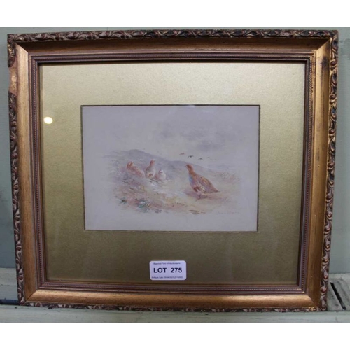 275 - James Stinton, a watercolour of Grouse on Moorland, signed bottom right, in gilt glazed frame, 12.5c... 