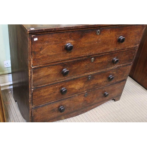 281 - An oak three drawer Secretaire, three drawers beneath a drop front writing desk. 107 x 53 x 105 cm.