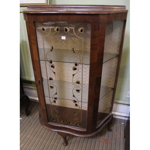 283 - An Art Deco design walnut display cabinet on cabriole legs