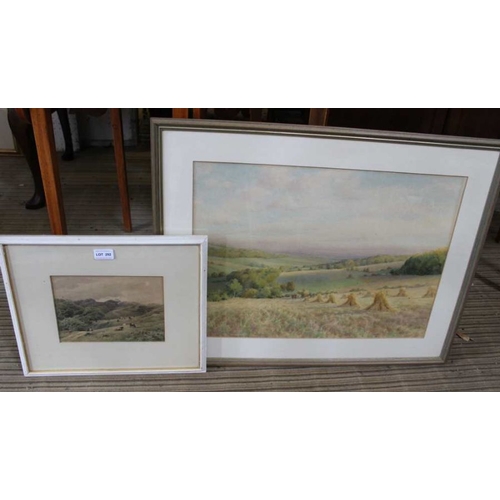 292 - Montague Rivers - Harvest time, loading stooks onto horse drawn wagon watercolour, signed, 40cm x 55... 