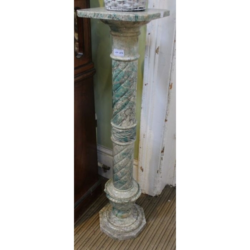 299 - Early 20th century carved green marble display column, 102 cm high