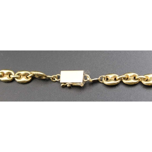 37 - An 18ct gold neck chain, 64cm long (including clasps), 27g