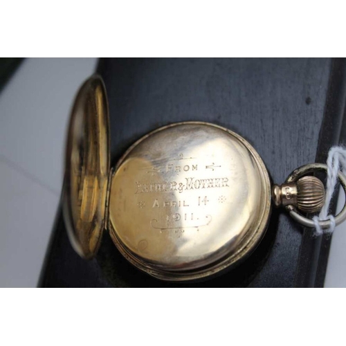 58 - A 9ct gold Walthen pocket watch, Roman numerals, overall 3.5cm diameter