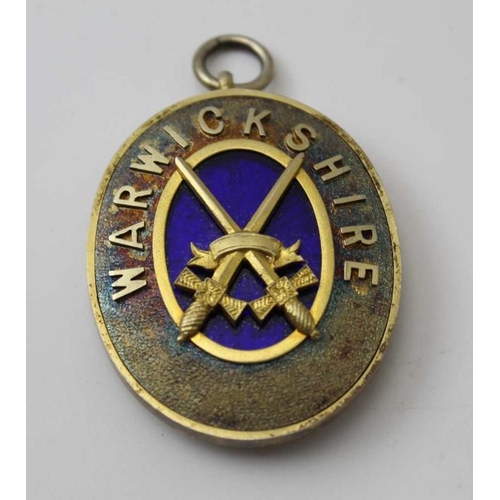 63 - A collection of three Warwickshire Masonic items, includes a pendant, silver gilt with enamel, Chest... 