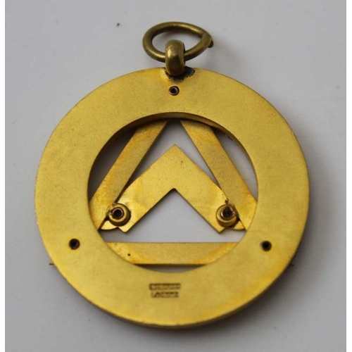 63 - A collection of three Warwickshire Masonic items, includes a pendant, silver gilt with enamel, Chest... 