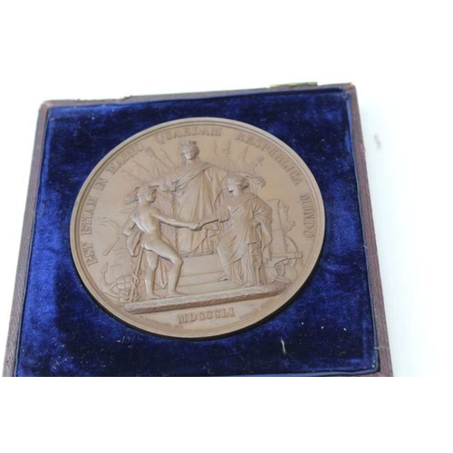 65 - A Great Exhibition of 1851 bronze Prize medal, by W Wyon R.A. to the obverse the conjoined heads of ... 