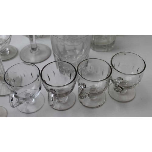 69 - A selection of 19th century glass, includes finger bowls, tumblers, and stemmed glasses