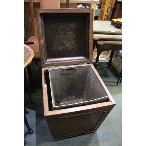 107 - A 19th century mahogany coal box, with lift up lid and metal liner