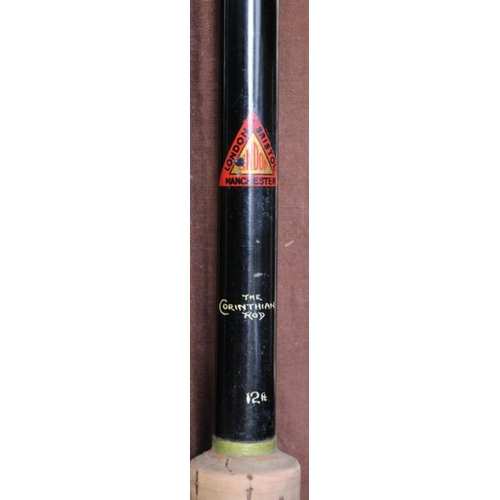 181 - A three-piece 12ft Corinthian fishing rod, in canvas case