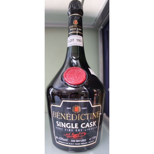 193 - A litre bottle of Benedictine single cask very fine dry liqueur, 43%