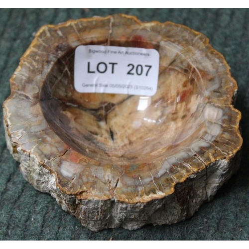 207 - A petrified wood small bowl, 10cm in diameter