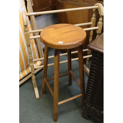 21 - A beech towel rail and a pine stool