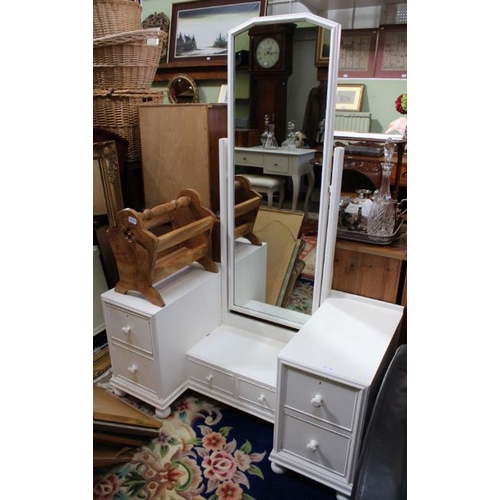 224 - A white painted unusual dressing chest with robing mirror