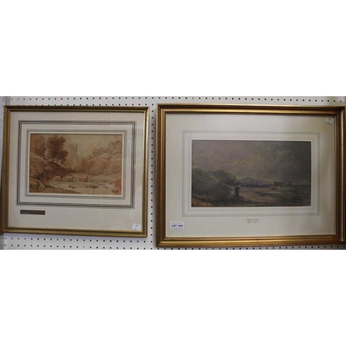 242 - Two antique watercolours one attributed to David Cox, the other William Dobson each glazed in slende... 