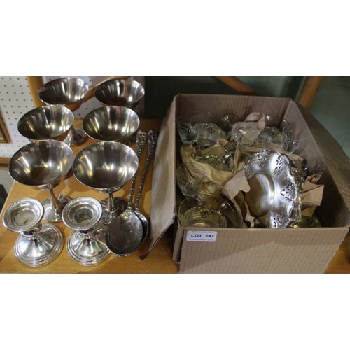 247 - A selection of domestic glass and metalwares, for the table top