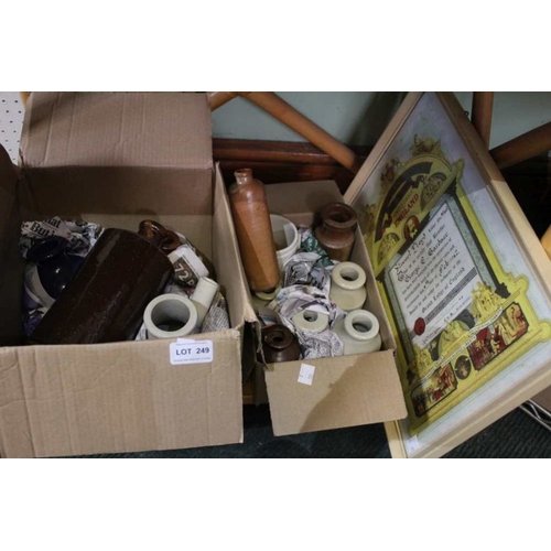 249 - A selection of ink crocks & a Masonic certificate