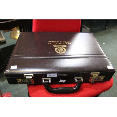 260 - A case containing three Masonic provincial chapter aprons and two chapter sashes