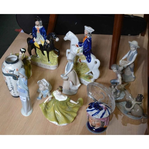 288 - A selection of pottery & porcelain figurines, both English & Continental