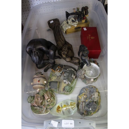 66 - A box of mixed collectables to include figurines and houses