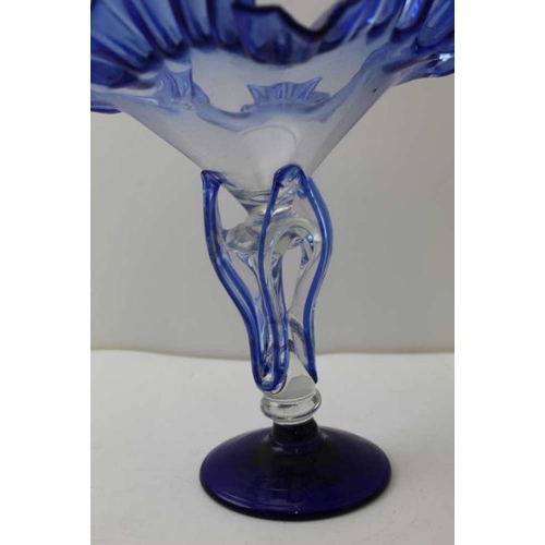 128 - Murano glass centre piece blue tint 26 cm high