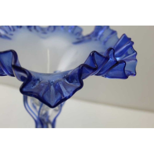 128 - Murano glass centre piece blue tint 26 cm high