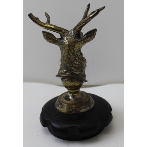 150 - An early to mid 20th century stag head car radiator mascot, inscribed 