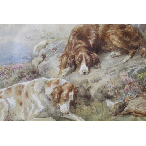 178 - Basil Bradley RWS (1842-1904), two retrievers in landscape, watercolour study, signed and dated 1879... 