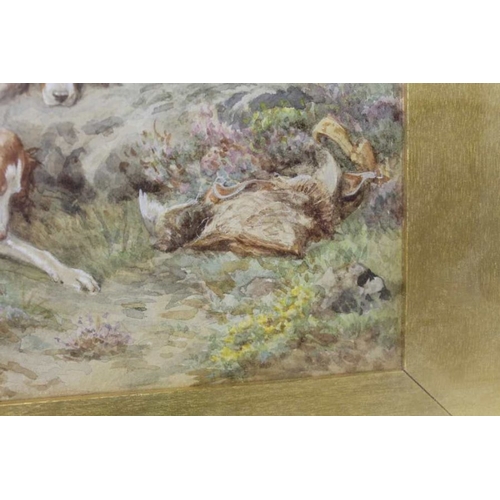 178 - Basil Bradley RWS (1842-1904), two retrievers in landscape, watercolour study, signed and dated 1879... 