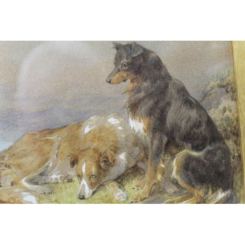 179 - Basil Bradley RWS (1842-1904), working dogs, in landscape, signed and dated 1879, 17cm x 24cm, gilt ... 