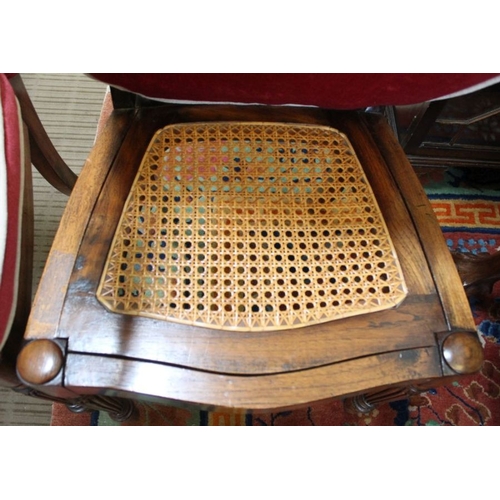 256 - A set of six William IV mahogany design dining chairs, having bergere seat with pad top & fancy turn... 