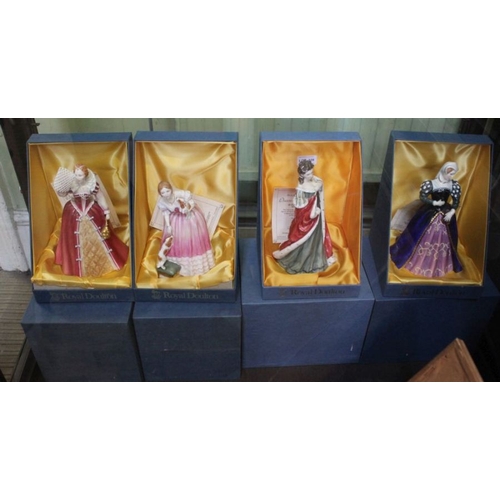 328 - The set of four Royal Doulton 'Queens of the Realm' Limited Edition figurines, boxed with certificat... 