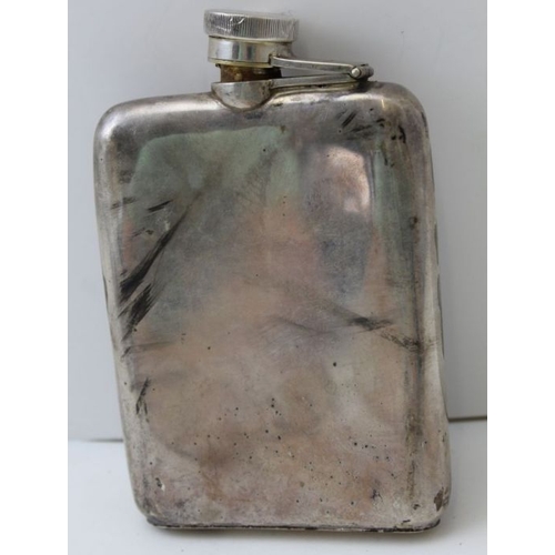 54 - A hallmarked silver hip flask, with patent screw fitting, weight: 139g