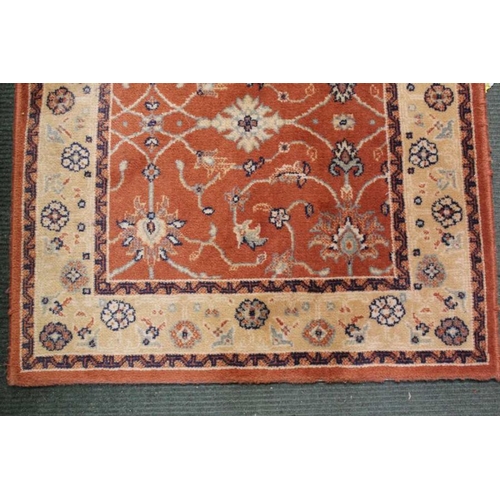 104 - A Royal Keshan woven woollen Agra floor runner, 68cm x 274cm