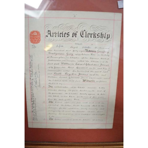 119 - Six framed and glazed indentures and other legal documents