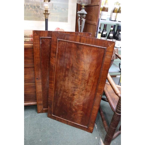 135 - A 19th century mahogany press of typical form & construction, twin cupboard doors above a four drawe... 