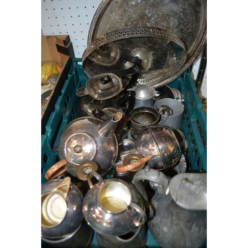 14 - A Bigwood crate containing a large selection of silver plate, various