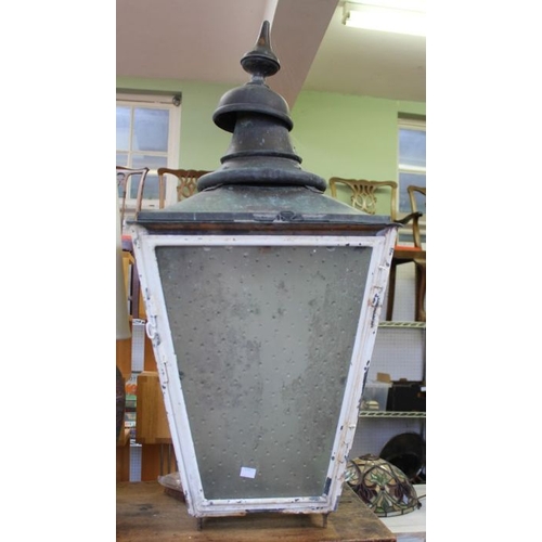 158 - Two 19th century metal & glass street light lanterns