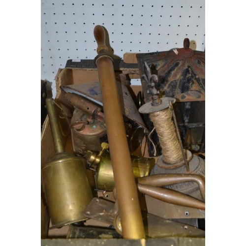 16 - An interesting selection of brass & copper items, etc