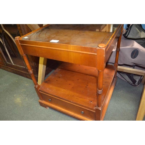 182 - Yew wood lamp table fitted single drawer