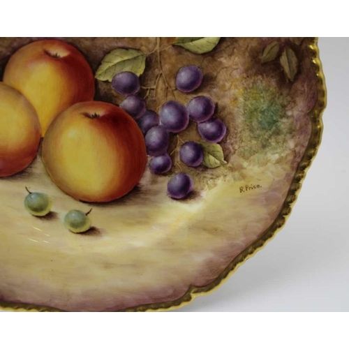 283 - A Royal Worcester bone china plate, hand painted decoration, of fruit against a mossy bank, signed R... 