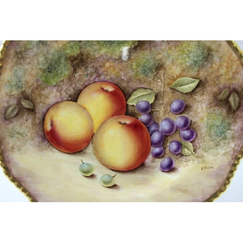 283 - A Royal Worcester bone china plate, hand painted decoration, of fruit against a mossy bank, signed R... 