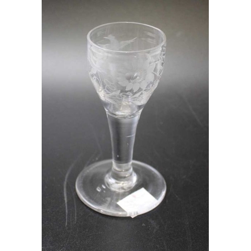 286 - A Venetian latticino flared rim goblet, 13.5cm high, together with a 19th century cordial glass, hav... 