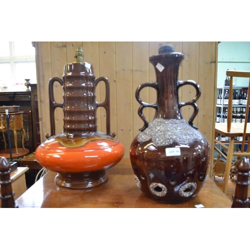 38 - Two large 1970's German pottery based table lamps