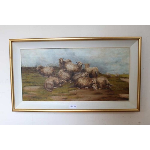 419 - After Eugene Verboeckhoven oil on canvas study of sheep 29 x 60 cm signed and dated