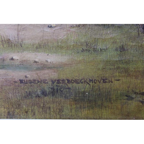 419 - After Eugene Verboeckhoven oil on canvas study of sheep 29 x 60 cm signed and dated