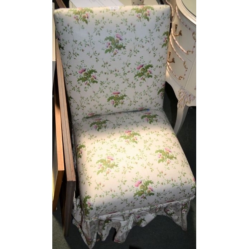 43 - A single nursing style chair, covered with glazed cotton chintz