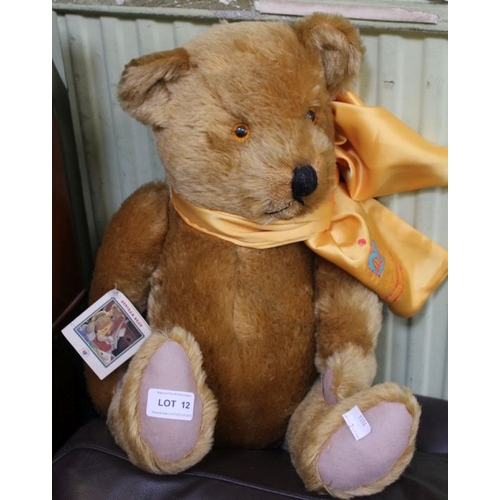 432 - Bertram Bear limited edition mohair teddy 344/500 with original scarf made by Deans Ragbook Company