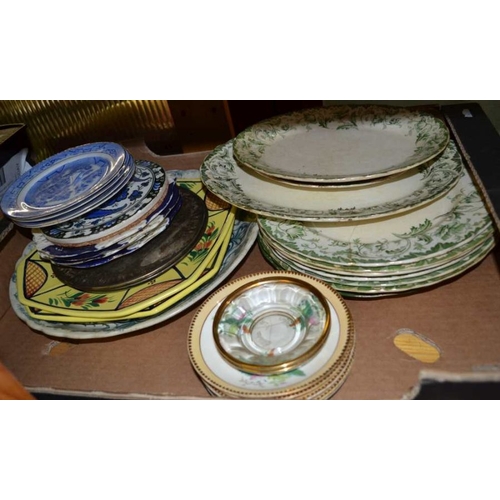 48 - Two boxes of assorted chinaware, glass & metalwares