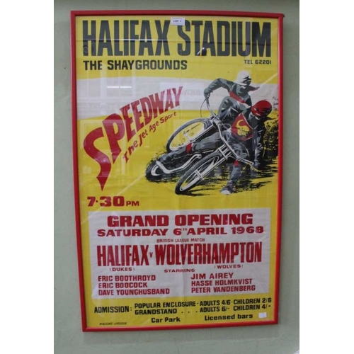 1 - Framed and glazed Speedway poster - Halifax v Wolverhampton 6th April 1968 - British league match fr... 